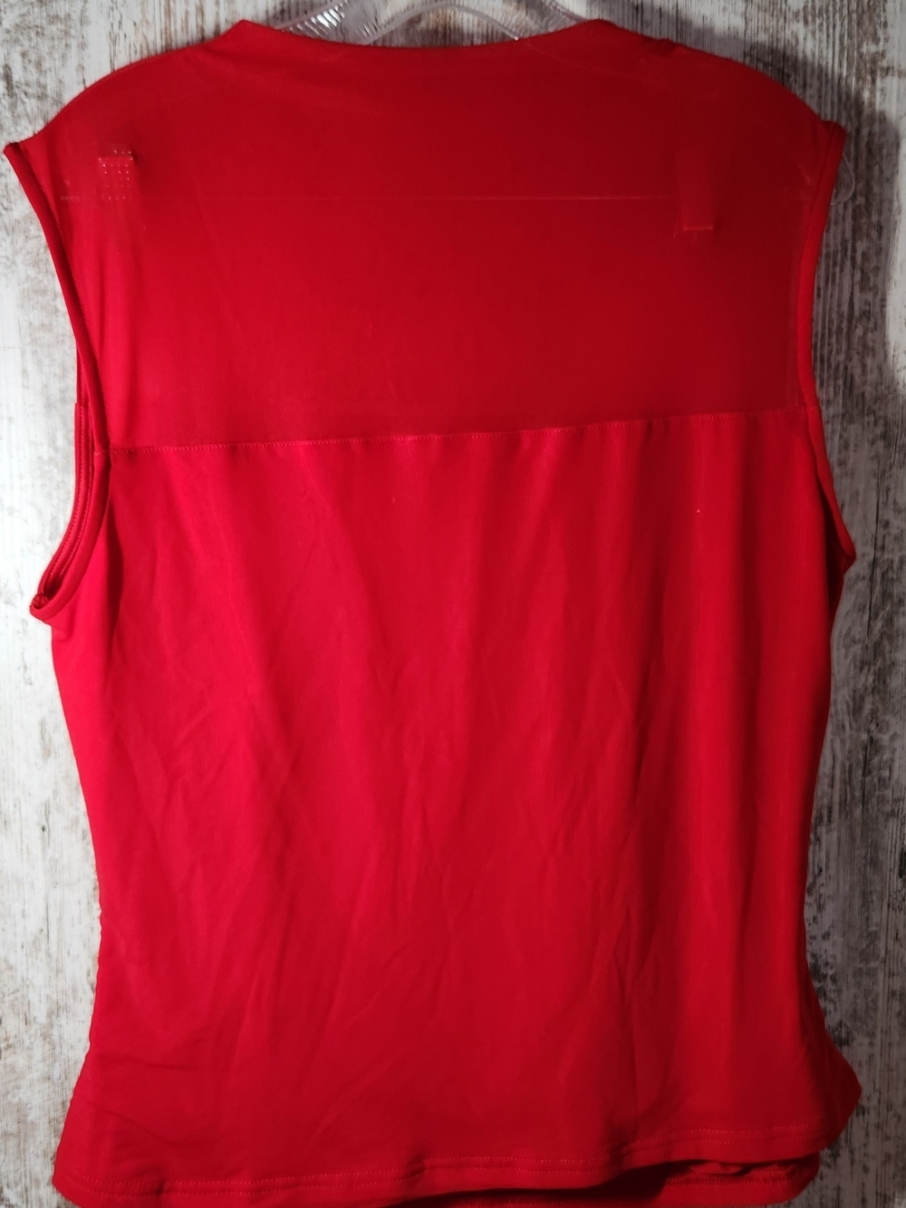 Bright Red Sleeveless Tank Sheer Mesh Lightweight Dress Shirt